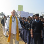 Patrick McCollum leads a march in India for preserving the Ganges and the planet.