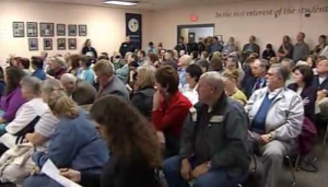 A view of the Buncombe school board meeting.