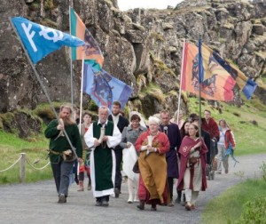 Hilmar Örn Hilmarsson and members of Ásatrúarfélagið.