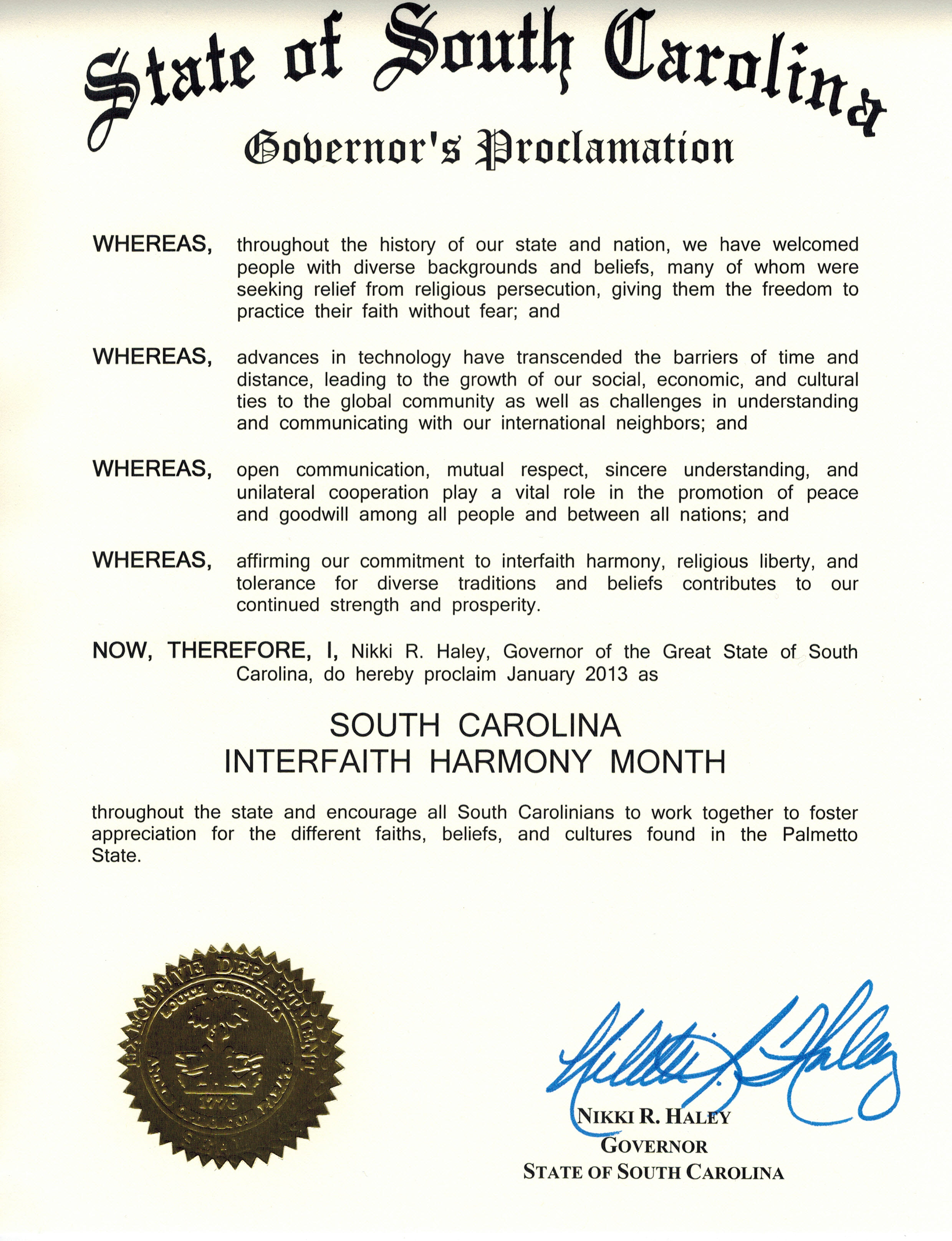 Governor's Proclamation