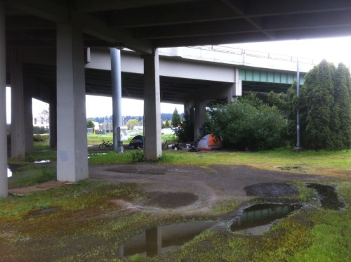 Under the bridge where the arrests were made.Under the bridge where the arrests were made.