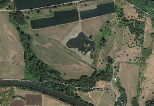 Flooded gravel pits between the Middle Fork and the Coast Fork of the Willamette River. The grassy field at the very bottom is the site of the annual Faerieworlds festival.