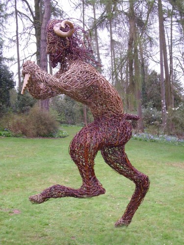 Dancing Pan by Woody Fox Willow. Sculpture is now on permanent display outside of the Museum of Witchcraft. (www.woodyfoxwillow.co.uk)