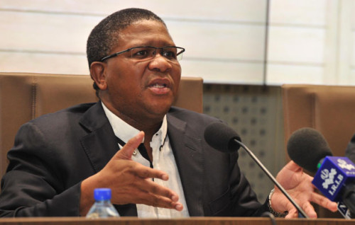 Minister Mbalula at CHAN 2014 media briefing, 16 Jan 2014 [Photo Credit: Government ZA Flickr]