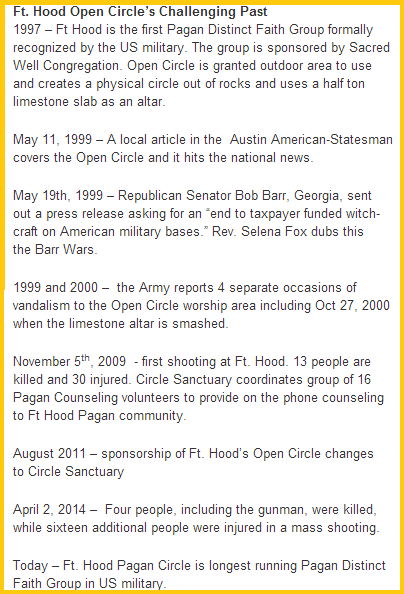 Recovery and healing for military Pagans at Ft. Hood Open Circle