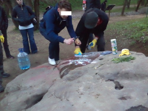 Russian Pagans cleaning the stones on May 7th