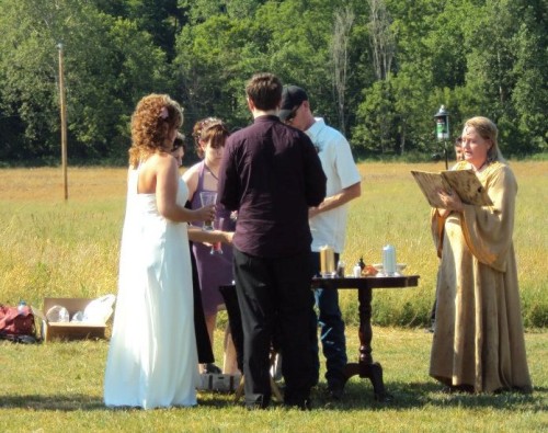 Kathryn Jones performing a local wedding ceremony.
