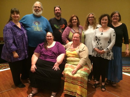 CoG National Board 2014-2015.  Front Row: Stachia Ravensdottir, Lady Emrys. Back Row: Zenah Smith, Jack Prewett, XXXX, Kathy Lezon, Lady Annabelle, Cat Perron, Lady Mehurt.