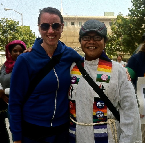 Claire "Chuck" Bohman With Rev. Israel Alvaran [Courtesy of T. Thorn Coyle] 