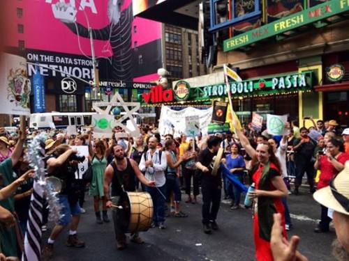 PEC members hold an impromptu ritual during the march. (Credit:  Groundswell Movement)