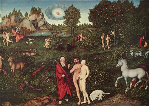 Adam And Eve in The Garden of Eden--by Lucas Cranach The Elder