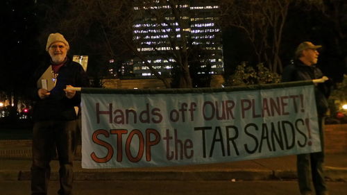 Keystone XL vigil in Portland, Oregon, February 2014. Photo by Brylie Oxley.