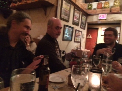 Douglas Ezzy, Chas Clifton and Shai Feraro at Pagan Studies group dinner