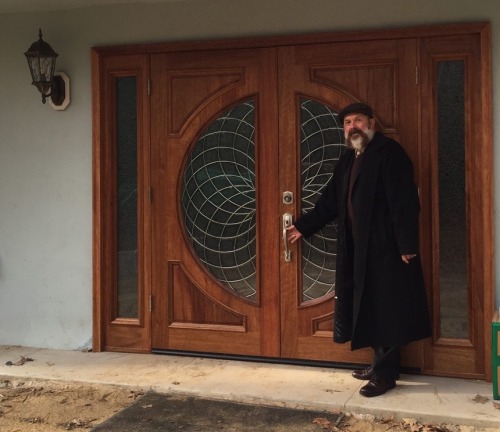 James Walsh at the doors of the New Alexandrian Library [courtesy photo]