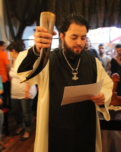 Estban Sevilla Quiros, Blót to Óðinn in the Pagan Alliance Festival in October [Courtesy Photo] 