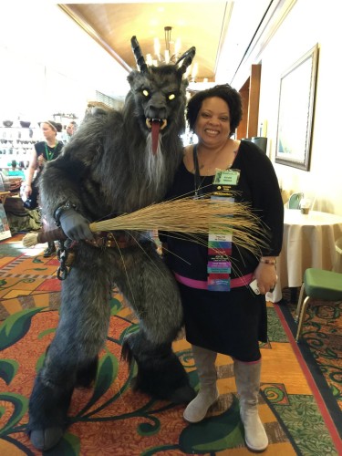 Krampus with author and Wild Hunt columnist Crystal Blanton