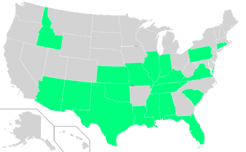 20 states with RFRAs as of March 27, 2015 [Graphic by: PiMaster3]