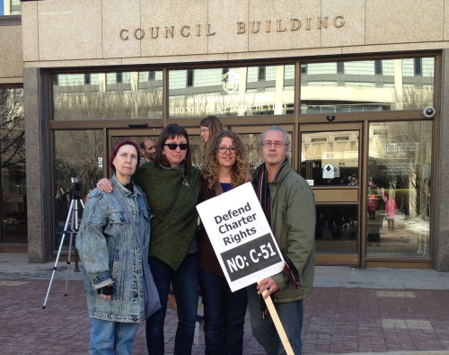 Winnipeg Witches protest C-51 at City Hall [Photo by AT]