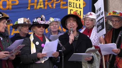 This is what a threat to Canadian national security looks like – The Raging Grannies [Photo by Paul S. Graham]