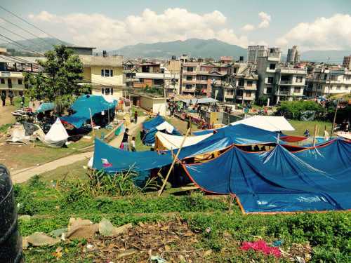 "Kathmandu - open spaces have become home for thousands of people afraid to return to their houses." [Photo Credit: Walter Lines / Flickr]