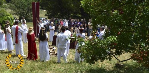 Attendees gathered for the Thargelia ritual near Athens [photo provided by YSEE]