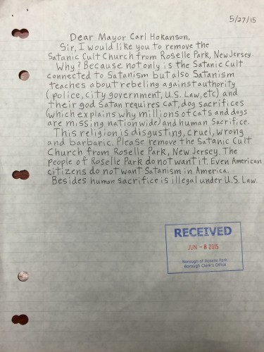 Roselle-Park-News-Satanic-Cult-Church-Letter