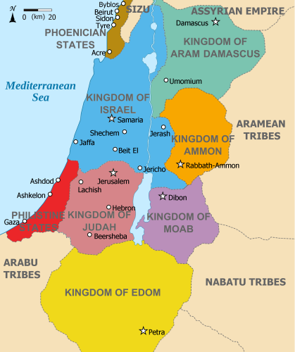 9th Century BCE map showing the Kingdom of Israel [creative commons]