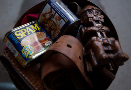 A ceremonial offering bowl, containing Thor and Spam. Photograph courtesy Lauren Pond.