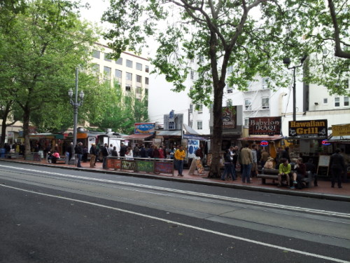 Food carts in downtown Portland. Photo by Another Believer.