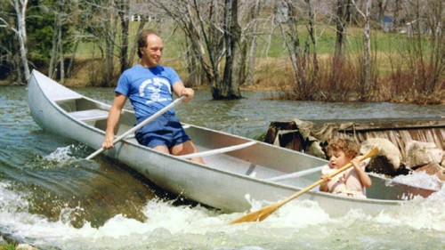 A young Justin Trudeau canoes with his Father, the late Pierre Trudeau Photo: public domain