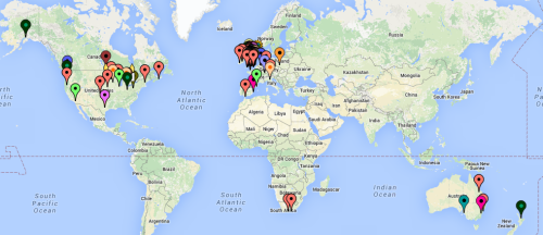 A map detailing participation in the worldwide ritual. Courtesy of The Warriors Call.