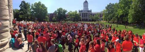 Graduate students protest at the University of Missouri. Photo courtesy of Carrie Miranda.