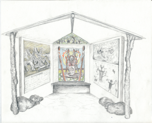 Artist's rendering of the proposed shrine to Cernunnos