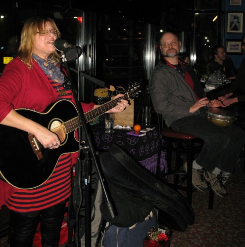 Performer Andrea Hatala with Evan Dales on percussion (photo by Karen Dales)