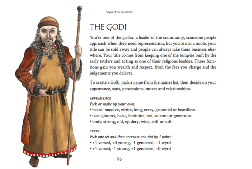 The first page of the Goði rolebook. Art by Eva Mlinar. 