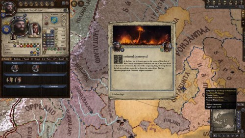 Charlemagne destroys the Irminsul in a special event from Crusader Kings 2.