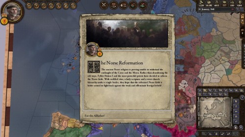 A ruler reforms the Germanic faith, installing himself as a Pope-like Fylkr, in Crusader Kings 2.