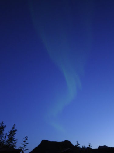 The first Northern Lights of the season over Svolvær [Photo Credit: L. Perabo]