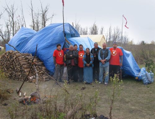Visitors from Standing Rock with Kakikepinace (centre) Courtesy photo