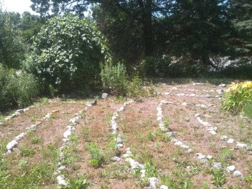 Stones outline the path of the People's Church labyrinth in Kalamazoo, MI. (Photo by Eric Scott.)