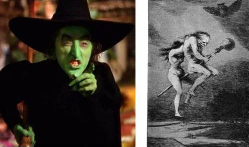 Wicked Witch of the West, "Wizard of Oz" (1939); "Linda maestra!" Francisco de Goya (1799)