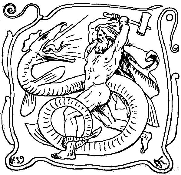 lorenz frohlich frolich thor jormundgand jormungandr world serpent meaning symbolism norse myth myths mythology the wild hunt karl e h seigfried