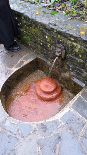 The Lion-Head tap at the Chalice Gardens, Glastonbury, UK. (Photo by Eric Scott.)