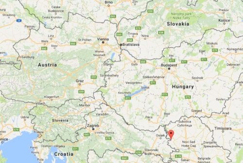 It's a long walk from Karavukovo (red dot) to Hungary and up to Austria [Google Maps]