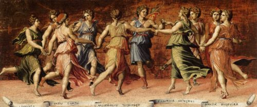 Apollo and the Muses by Baldassarre Peruzzi [public domain].