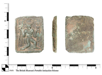Die-stamp of a horned figure, linked to Sutton Hoo, found in Kent
